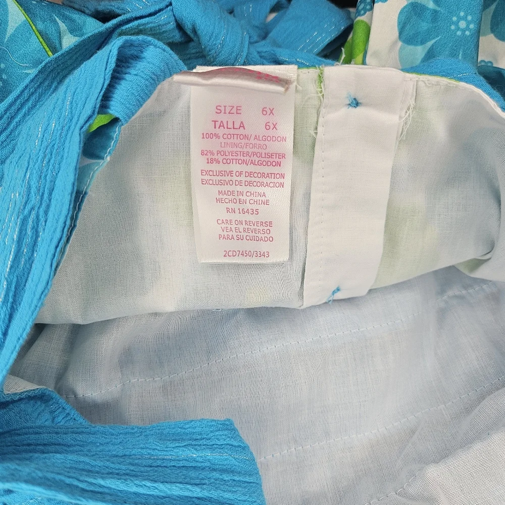 Floral Dress Blue & Green Size 6x Nannette - Picture 9 of 10